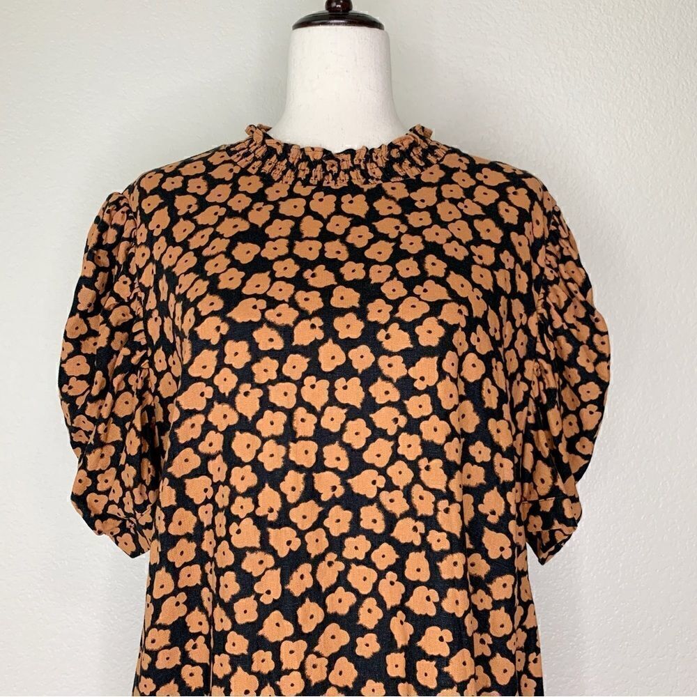 Who What Wear Linen Blend Floral Puff Sleeve Shift Dress, Size XXL - Picture 3 of 13